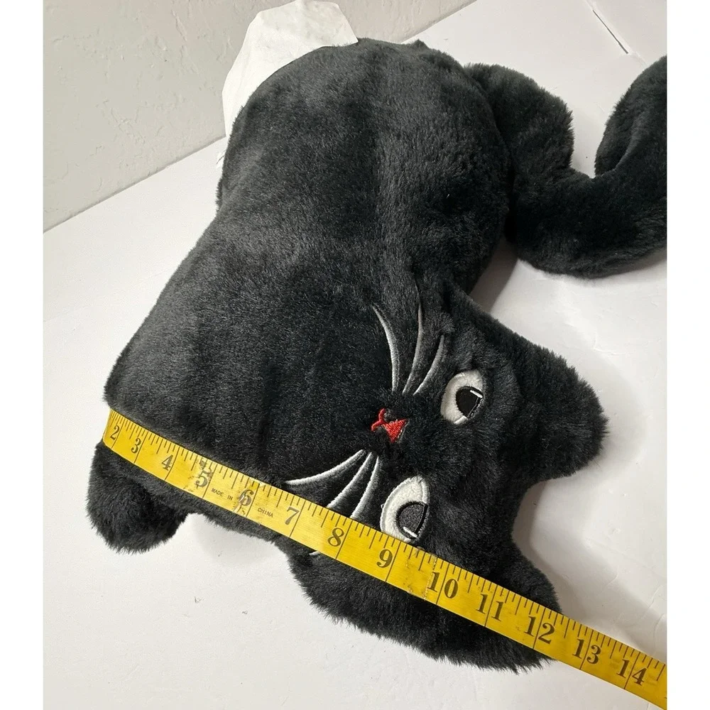 At Home Halloween Black Cat Stuffed Animal Wired Tail Plush Kitty Moody Angry‎
